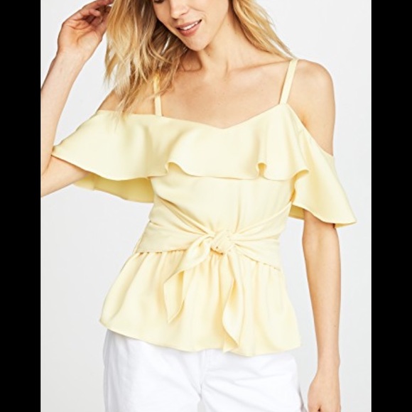 Club Monaco Cold Shoulder Ruffle Peplum Top - Picture 2 of 6